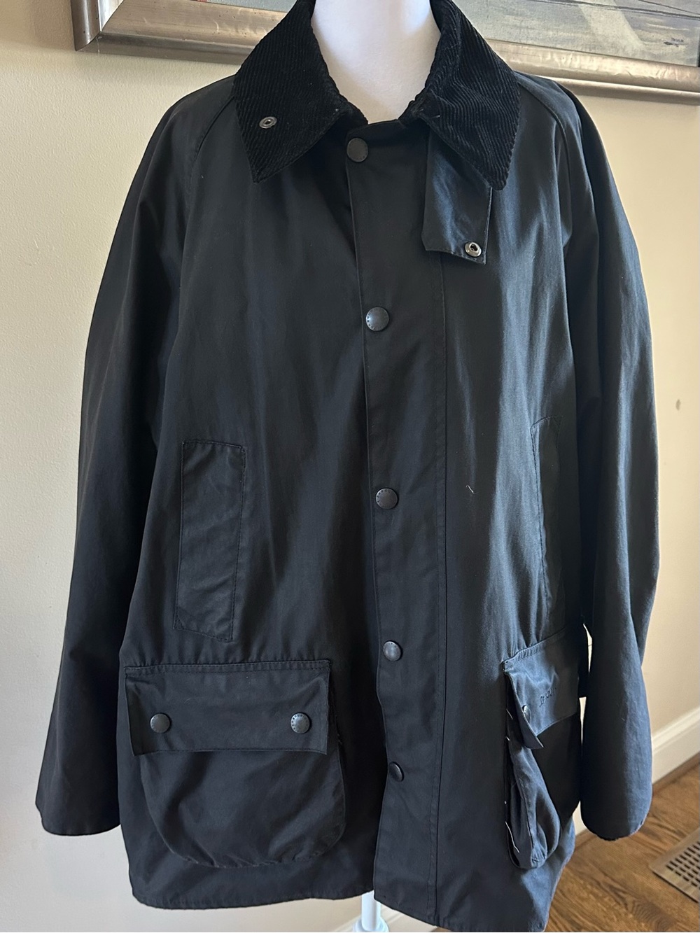 Barbour Black Bedale Field Jacket with Corduroy Collar Sz C44/112cm